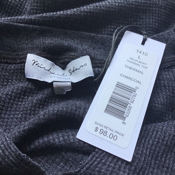 MICHAEL STARS 'Delia' Thermal Tee in Charcoal - Picture 4 of 4